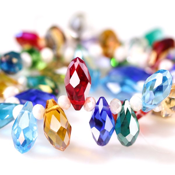 Austrian AB Color Teardrop Crystal Bead Water Drop Faceted Glass Bead Loose Spacer Bead for Jewelry Making DIY Bracelet Necklace