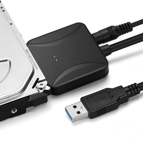 Convertisseur USB 3.0 vers Sata, prise en charge de disque dur SSD 2.5/3.5 pouces avec adaptateur secteur, câble de données pour disque dur haute vitesse USB 3.0 vers Sata