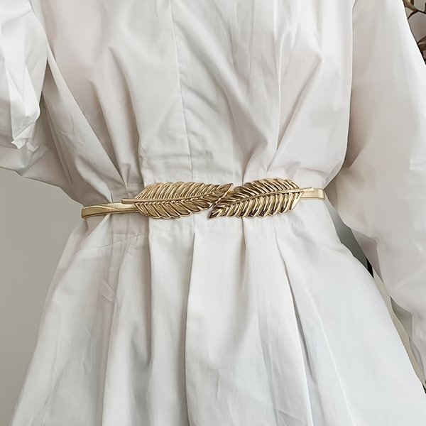 Ceinture élastique en forme de feuille pour femmes, pour robe, jupes, jean, pantalon, chaîne de corps