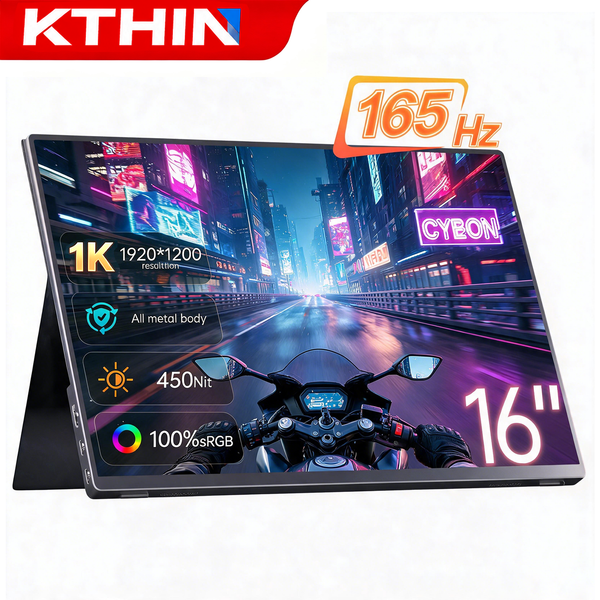 16" 165Hz Tragbarer Externer Zweitmonitor für Laptop Macbook PS5 Switch Xbox, 1920*1200 16:10 450Nits FreeSync 2 Typ-C, Leichter Reisebildschirm für Gaming Büro Studio