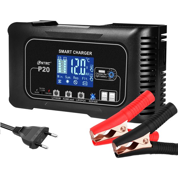 HTRC 20A 12V-24V Smart Batterie Ladegerät Für Auto Motorrad Batterie Reparatur Für Auto Moto Blei Säure AGM Lithium-LiFePo4 Batterien