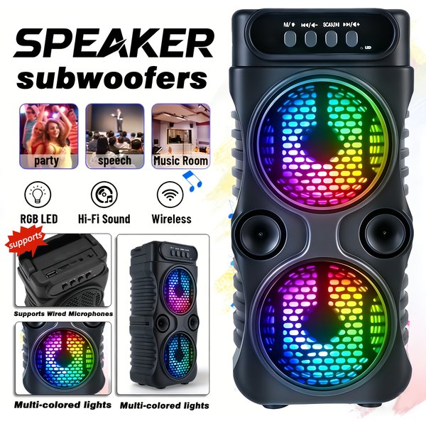 8800W Tragbarer PA-Wireless-Lautsprecher mit RGB-Beleuchtung, kompaktem Subwoofer und FM-Radio; unterstützt Bt/Tws/Fm/Usb/Tf/Mikrofoneingang; perfekt für Hauspartys, Feiertagstreffen und Indoor-Musik-