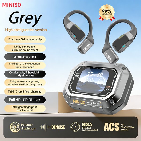 MINISO M98 Kopfhörer Bluetooth V6.0 KI-Übersetzer Kabellose Ohrhörer HD LCD-Display Geringe Latenz Äußerst Komfortabel für Musikgenuss