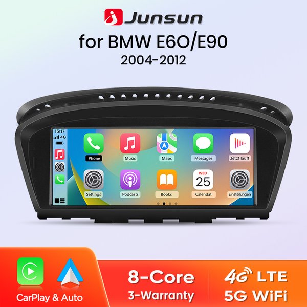 Junsun Wireless CarPlay Android Auto Autoradio Multimedia für BMW 3er E60 E61 E63 E64 5er E90 E91 E92 E93 2004-2012