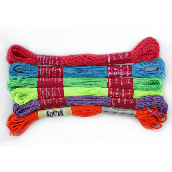 Fil à broder en Polyester Fluorescent soyeux, 6 couleurs vives, point de croix, couture artisanale, fil de 8.7 Yards (8m), ensemble de 6 pièces