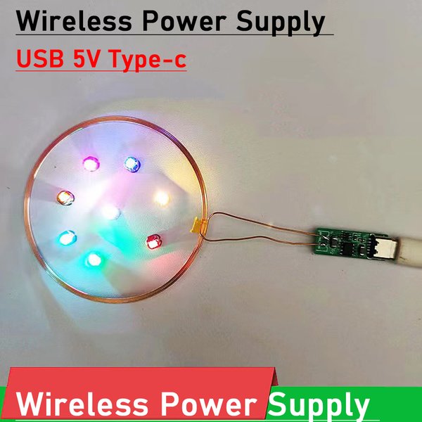 Alimentation sans fil 70MM, type-c USB 5V, transmetteur de charge sans fil à induction par induction, 10 récepteurs LED, modèle de jouet à monter soi-même