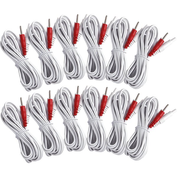 Fils d'électrode TENS à 2 voies, pour unité TENS, stimulateur musculaire, Machine de thérapie numérique, masseur, tampon d'électrode, câble d'électrode
