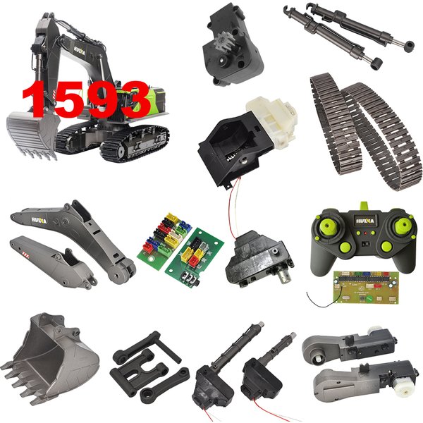 Huina 1593 bras de pelle boîte de vitesses boîte à dents tige de poussée en métal pince seau d'attelage rapide moteur de marche RC jouet modèle pièces
