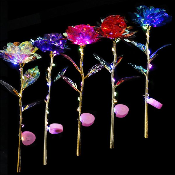 Led Valentinstag Muttertagsgeschenk 24K Folienplattierte Rosen Künstliche Blumen Hochzeitsdekoration Liebhaber Beleuchtung Rosen Kreatives Geschenk