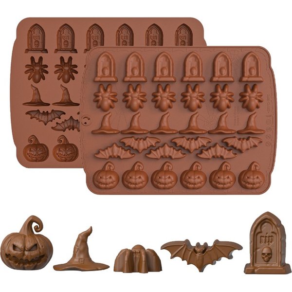 Novelty Pumpkin Skull Halloween Silicone Ice Cube Mold DIY Cookie Cake Candy Chocolate Mold for Baking Party Whiskey Kitchen