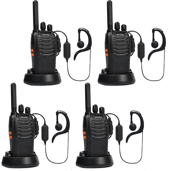 4 pièces PT88E Radio bidirectionnelle PMR446 Pofung talkie-walkie sans licence Radio longue portée 16 canaux avec chargeur USB et écouteurs