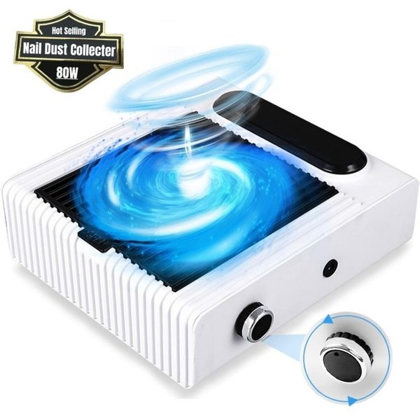 Collecteur de poussière d'ongles puissant 80W, avec filtre, aspirateur pour manucure, extracteur d'ongles, ventilateur, filtre, nettoyage des ongles