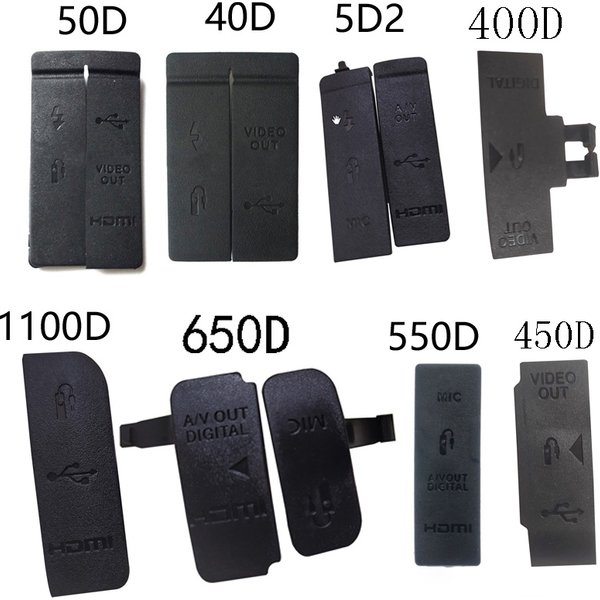Couvercle de porte en caoutchouc USB/compatible HDMI, entrée cc/sortie vidéo, couvercle inférieur de porte en caoutchouc pour appareil photo Canon 50D 40D 1100D 5D2 550D 60D 5D4