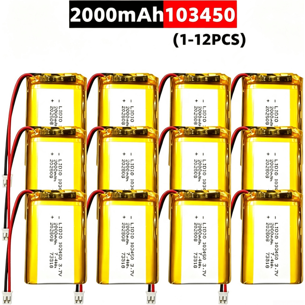 103450 3.7V 2000mAh Akumulator litowo-polimerowy z wtyczką JST PH2.0, o dużej pojemności, do kamery, nawigacji GPS, MP5, zestawu słuchawkowego