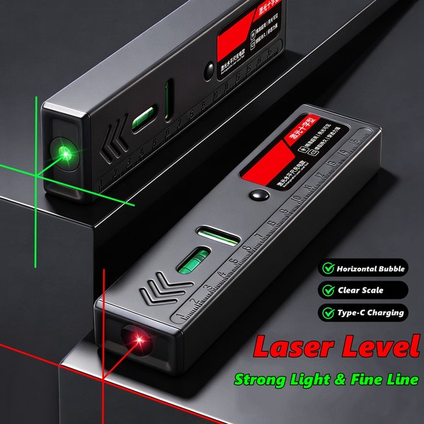 Niveau laser professionnel à faisceau vert, outil de nivellement haute précision avec base magnétique puissante et ligne croisée, niveleur portable