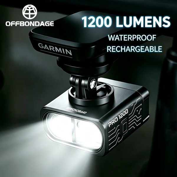 OFFBONDAGE 1200LM Fahrrad-Frontlicht mit Abblendlichtfunktion, 4000mAh MTB Rennrad-Scheinwerfer, wiederaufladbar, wasserdicht, Fahrradlampe