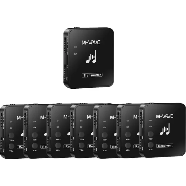 M-vave WP-10 2.4G moniteur d'écouteurs sans fil avec bouton de Volume émetteur récepteur Rechargeable Support stéréo Mono Cuvave