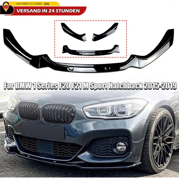 Für BMW 1er F20 F21 2015 2016 2017 2018 2019 118i 120i M135i M140i M Performance M Sport Style Frontstoßstangen-Splitterlippe Auto-Diffusor Karosserie-Kit Spoiler 3-teiliger Frontstoßstangen-Spoiler