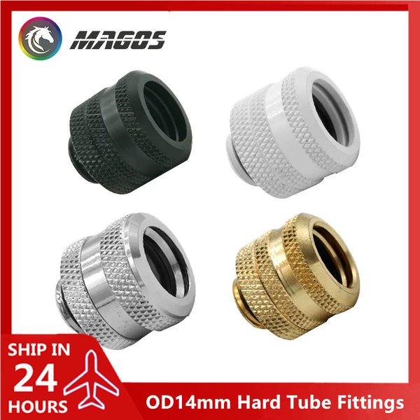 Raccords de Tube dur de refroidissement par eau pour PC, pour tuyau givré en acrylique PETG OD14mm, boîtier d'ordinateur, connecteur de Compression manuel, 4 pièces/lot