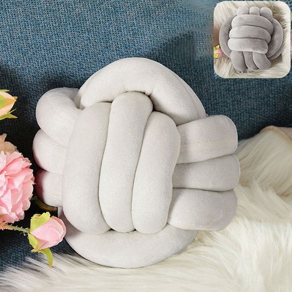 Geknotetes Kugel-Wurfkissen, ultraweich, für das Bett, dekoratives, handgewebtes, rundes Lamm-Plüschkissen, Kindersofa, Wohnzimmer