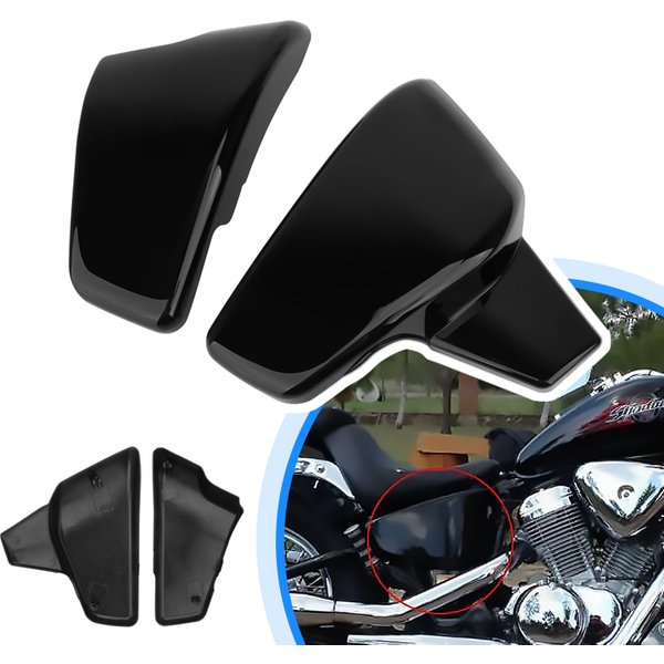 Motorcycle Battery Side Covers Left Right Black Fairing Guard For Honda VLX600 VT600 C CD Shadow Steed VT400 1999-2008 2007