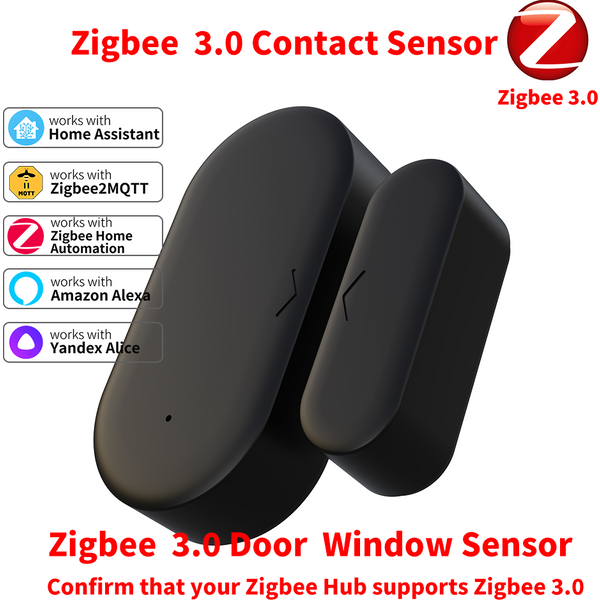 Czujnik kontaktowy Zigbee 3.0, czujnik drzwiowy, czujnik okienny, wymagany hub Zigbee, współpracuje z Home Assistant, Yandex, Alexa, ZHA, Zigbee2MQTT, HA