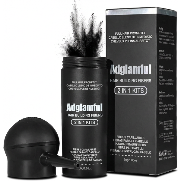 Adglamful 30g fibre de renforcement des cheveux-conception de tête de pulvérisation, couverture précise, épaississement rapide en 5 secondes pour les zones sparsees et le coiffage