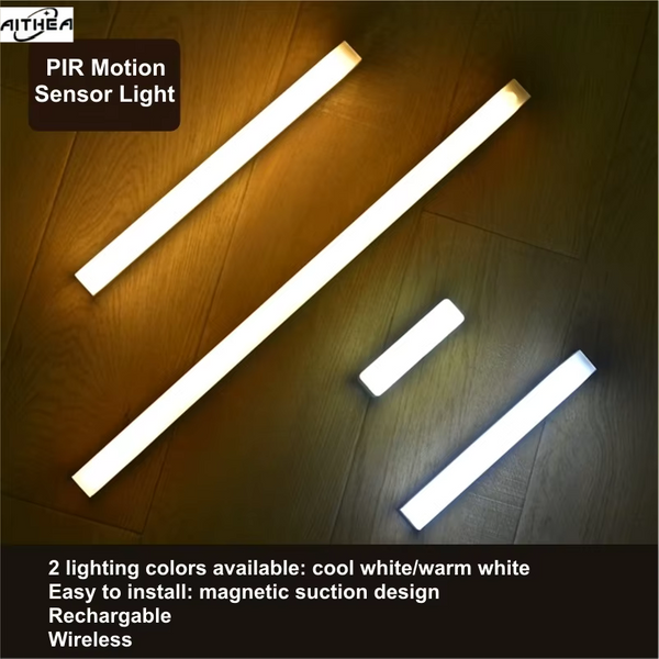 Lampes LED à détecteur de mouvement PIR rechargeables par USB AITHEA, barres lumineuses à intensité réglable, lumière de nuit portable, lampe à induction pour armoire, pour la chambre