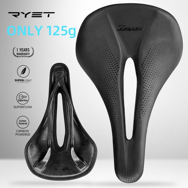 Ryet Kohle faser Fahrrads attel 142mm super leicht 125g Leder Straße MTB Racing Pu weiches Sitzkissen Fahrrads ättel Fahrrad teile