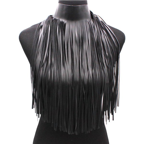 TOTABC High Street Leather Tassel Necklaces For Women Fashion Luxury Long Necklace Lake Blue Leather Chains Dress
