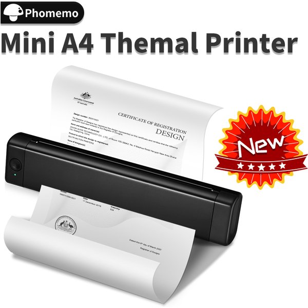 Phomemo M08F A4 tragbarer Thermodrucker, unterstützt 8,26"x11,69" A4-Thermopapier, kabellose mobile Reisedrucker für Auto und Büro