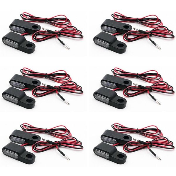 A03Z-12PCS Clignotants LED 12V pour moto, lampe de signalisation ambre pour guidon, montage sur levier de frein et d'embrayage, noir
