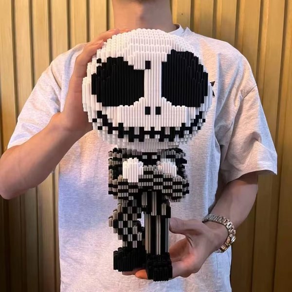 33cm Halloween Skelett Kürbis Jack Skellington Bausteine Spielzeug 3D-Modell Desktop-Dekoration Kinderfestgeschenk