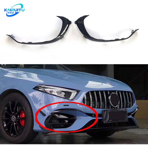 Pour BENZ Classe A W177 A45 2019 2020 2021+ Garniture de pare-chocs avant Canard Sticker Noir brillant Accessoires de voiture