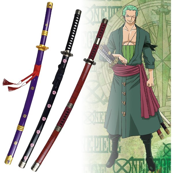 Épée Roronoa Zoro de 104 cm, accessoire de cosplay d'anime One Piece, couteau ninja, katana japonais taille réelle, sabre samouraï original, jouet