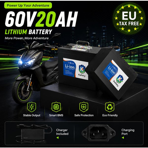 60V 18650 Lithium-Akku-Pack 20-50AH mit eingebautem BMS und Ladegerät für 500W-3000W Motor Elektroroller E-Bike Ersatzakku