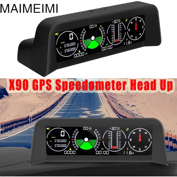 NOWOŚĆ Prędkościomierz GPS X90 Head Up PMH KMH Miernik nachylenia Inklinometr pokładowy Komputer Samochód z kompasem samochodowym Zegar Latitude Longitude