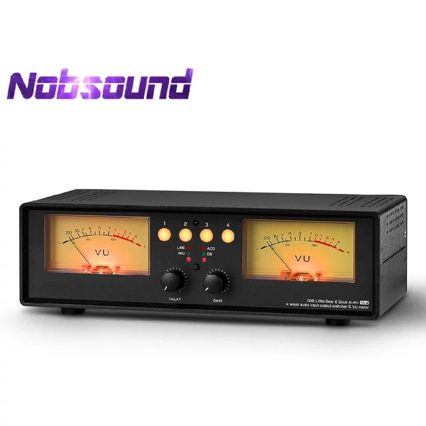 Nob sound mic line analog dual vu meter schall pegel db panel display 4-wege audio splitter switcher box musik spektrum visual isierer