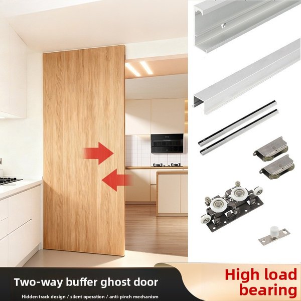 1,2-1,4m Geistertür-Set, elektrische Aluminiumlegierungs-Hängetür mit Puffer, kundenspezifische Schienenführung