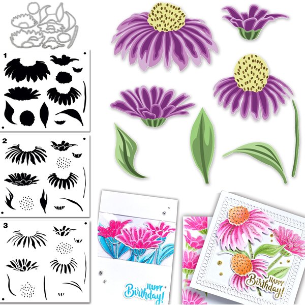 Alinacutle Daisy Layered Stencils with Metal Cutting Die Cut Scrapbooking Paper Craft Album Handmade Card Template
