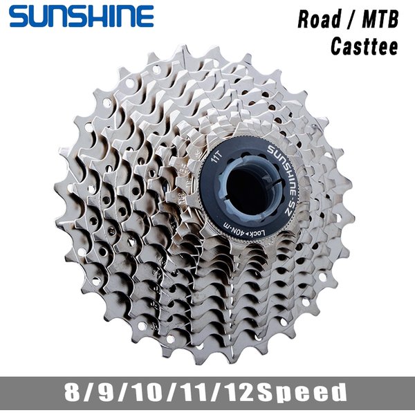 SUNSHINE Cassette de vélo de route 8/9/10/11/12 vitesses 23/25/28/32/34/36T k7 Cassette 8V 9V 10V 11V 12V pour SHIMANO HG