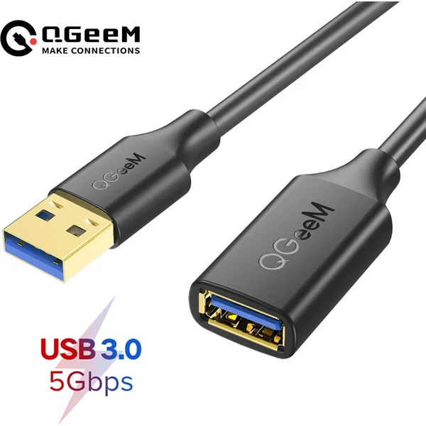 Câble d'extension USB QGeeM Câble d'extension USB 3.0 pour PC portable Smart-TV PS4 Xbox SSD Câble USB Mâle à femelle Rallonge USB à USB Câble de données USB USB 3.0 2.0 Câble d'extension 2m Câble USB