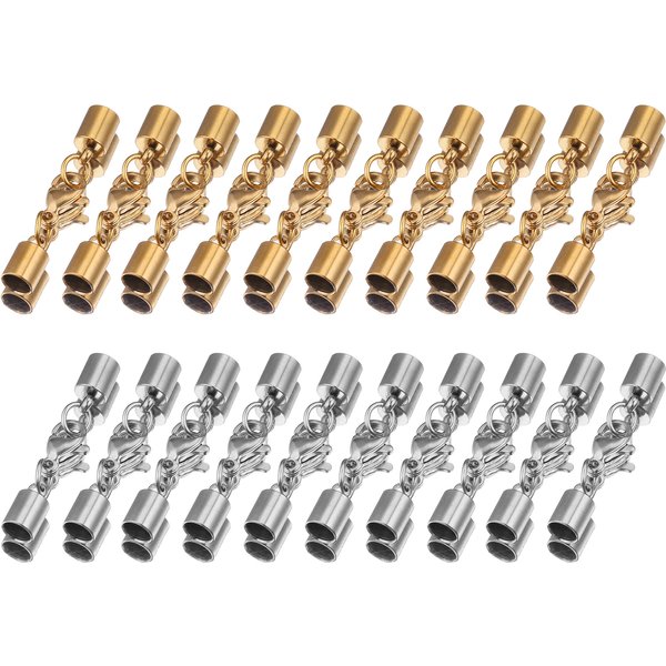 5 Stück Edelstahl-Lederband-Endkappen mit Karabinerverschluss-Anschlüssen für DIY-Handwerk, Schmuckherstellung, 1,5–10 mm