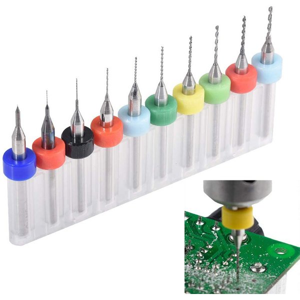 10Pcs/set 0.1mm to 1.2mm PCB Mini Drill Bit Tungsten Steel Carbide CNC Drilling Bit For Print Circuit Board Drill Bits Machine