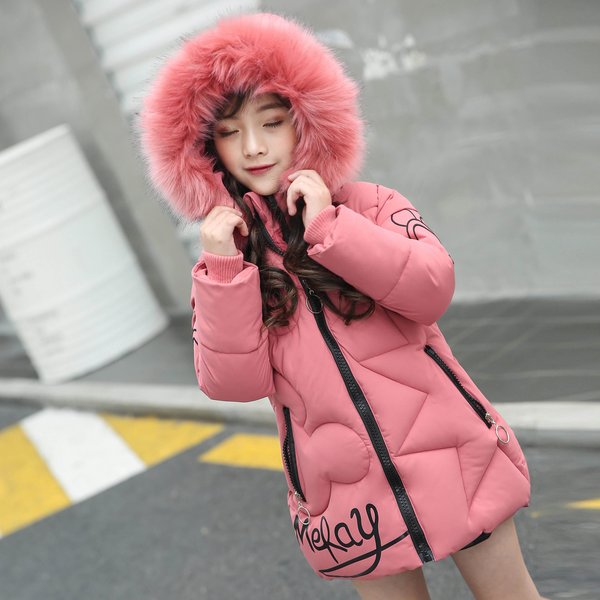 Veste d'automne et d'hiver pour filles de 3 à 12 ans, manteau épais à capuche de Style Long Mekay mignon pour enfants