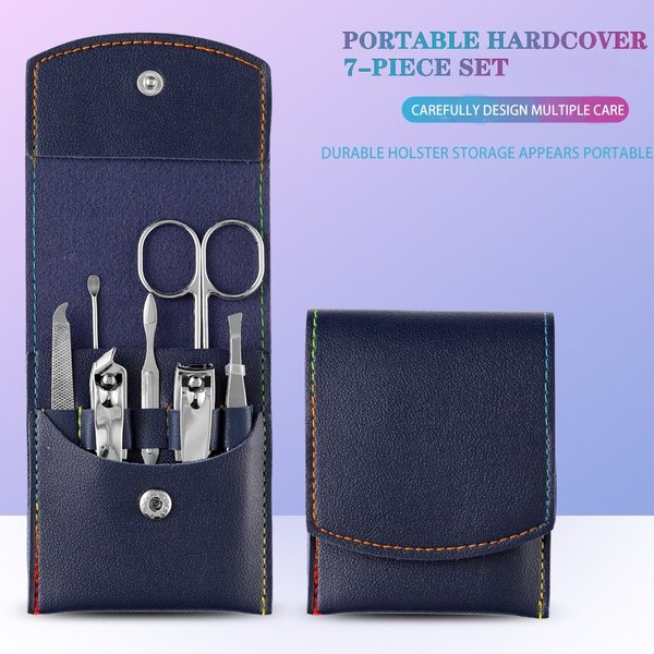 Decorte Beauty and Enhancement Tool Set 7-teiliges Falttaschen-Nagelknipser, tragbarer diagonaler Ohrlöffel für den Haushalt