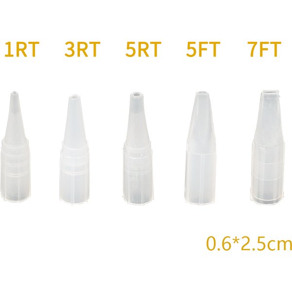 50/100 Stück traditionelle Einweg-Tattoo-Spitzen 1R 3R 5R 5F 7F für Permanent Make-up Augenbrauen/Lippe Tattoo Düse Nadelkappen 0,6 cm