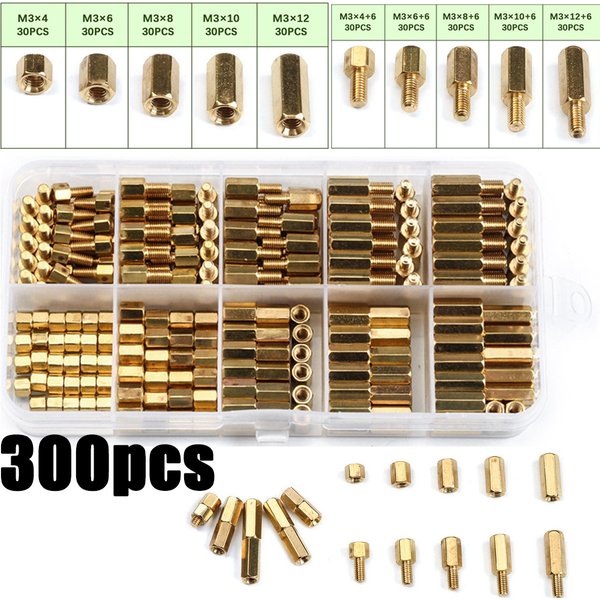 Pilier en cuivre à tête hexagonale M2/M3, vis d'espacement en laiton, pilier fileté mâle/femelle, Kit de support de Circuit imprimé PCB, 300 pièces