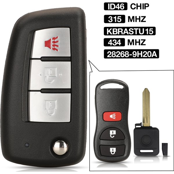 Jingyuqin Upgrade 3BTN 315/433MHZ KBRASTU15 Flip Fernbedienung Schlüssel Für Nissan Frontier Xterra Für Infiniti FX45 FX35 QX4