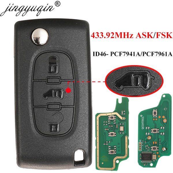 Jingyuqin 433 Mhz ID46 Flip Remote Auto Schlüssel Für (Van) Citroen Dispatch Berlingo Peugeot Expert Partner 207 307 308 3008 ce0523/536